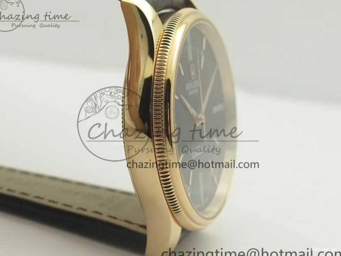 1222 Tailored Cellini Time 50509 RG MKF Best Edition Black Dial Roman Marker on Brown Leather Strap A3132 V 3406